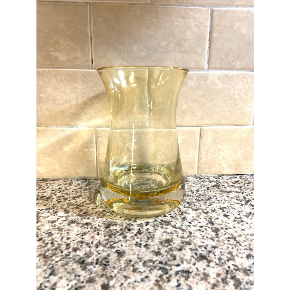 Decorative Glass Flower Vase Pale Yellow Size 20 oz